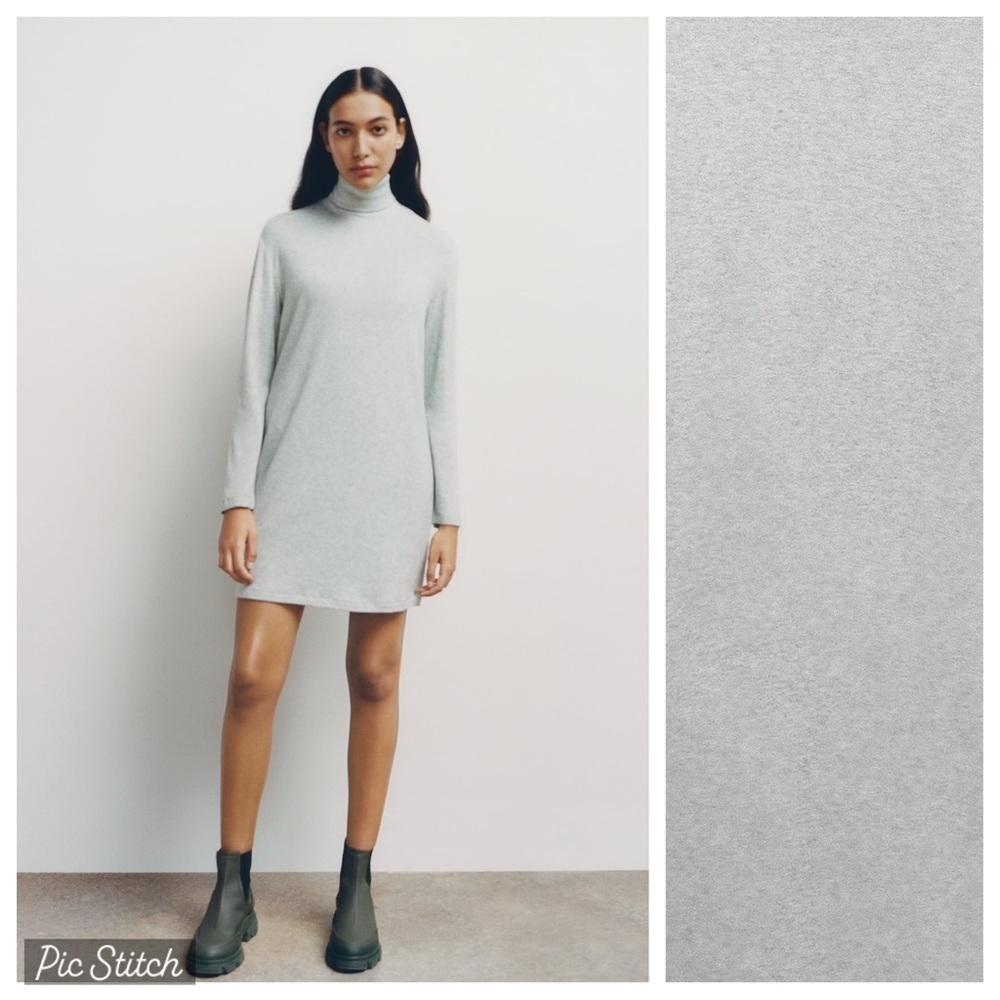 NWT. Zara Gray Turtleneck Mini Dress. Size S.
